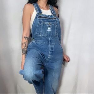 1970s LIBERTY ZIPPER FRONT POUCH MEDIUM WASH DENIM CHORE OVERALLS